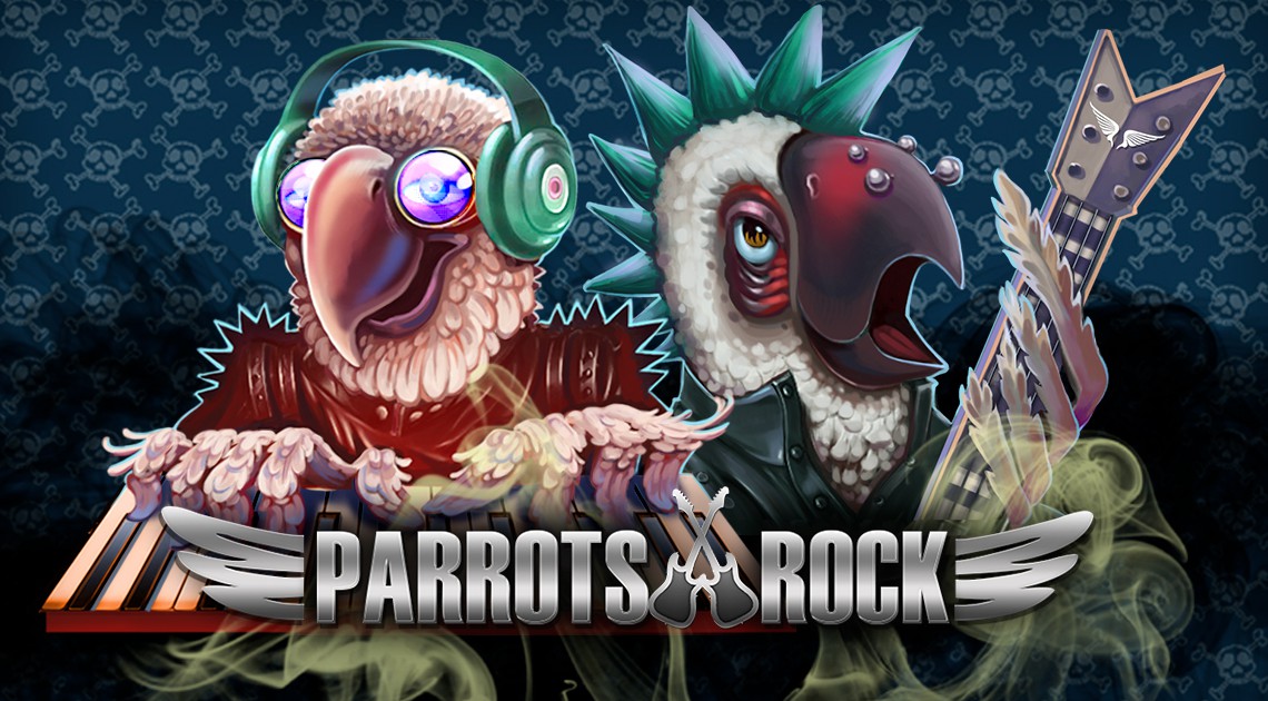 Автомат «Parrots Rock» на зеркале казино Вулкан Делюкс