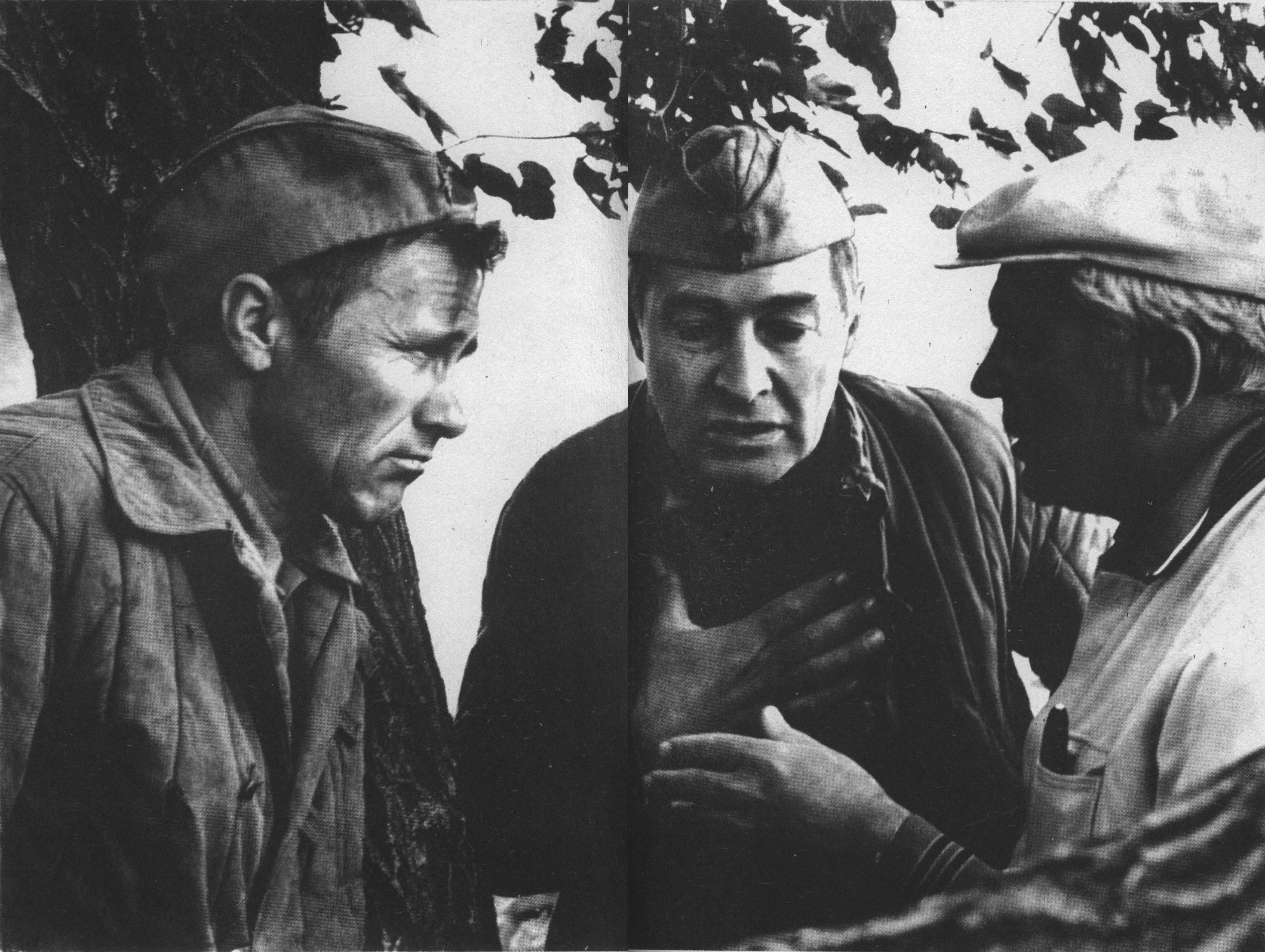 «Они сражались за Родину». С. Бондарчук, В. Тихонов и В. Шукшин перед съемкой