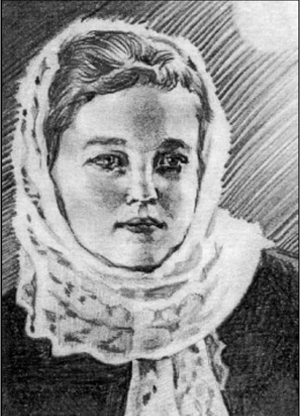 М.И. Шумская, первая жена В. Шукшина. Рисунок с фотографии Дмитрия Шкуратова